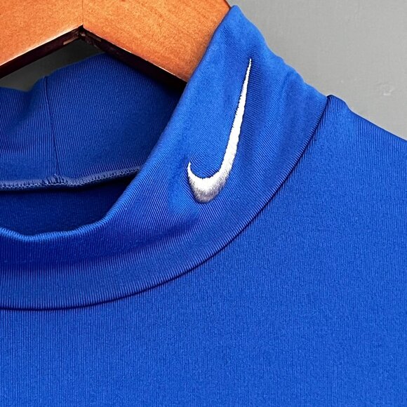 Nike Pro Combat Dri-Fit Shirt Men's Medium Blue Compression Mock Turtleneck L/S - Picture 7 of 13